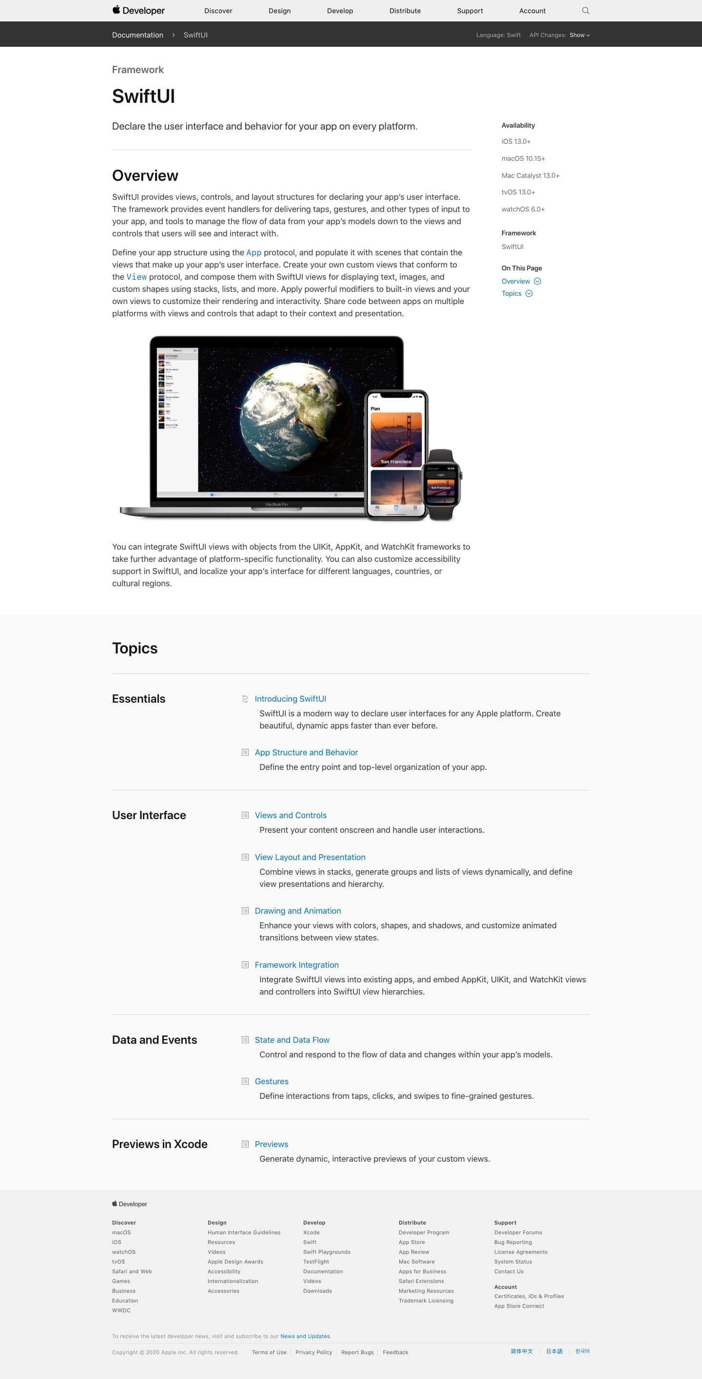 Apple Developer Documentation, 2020.06