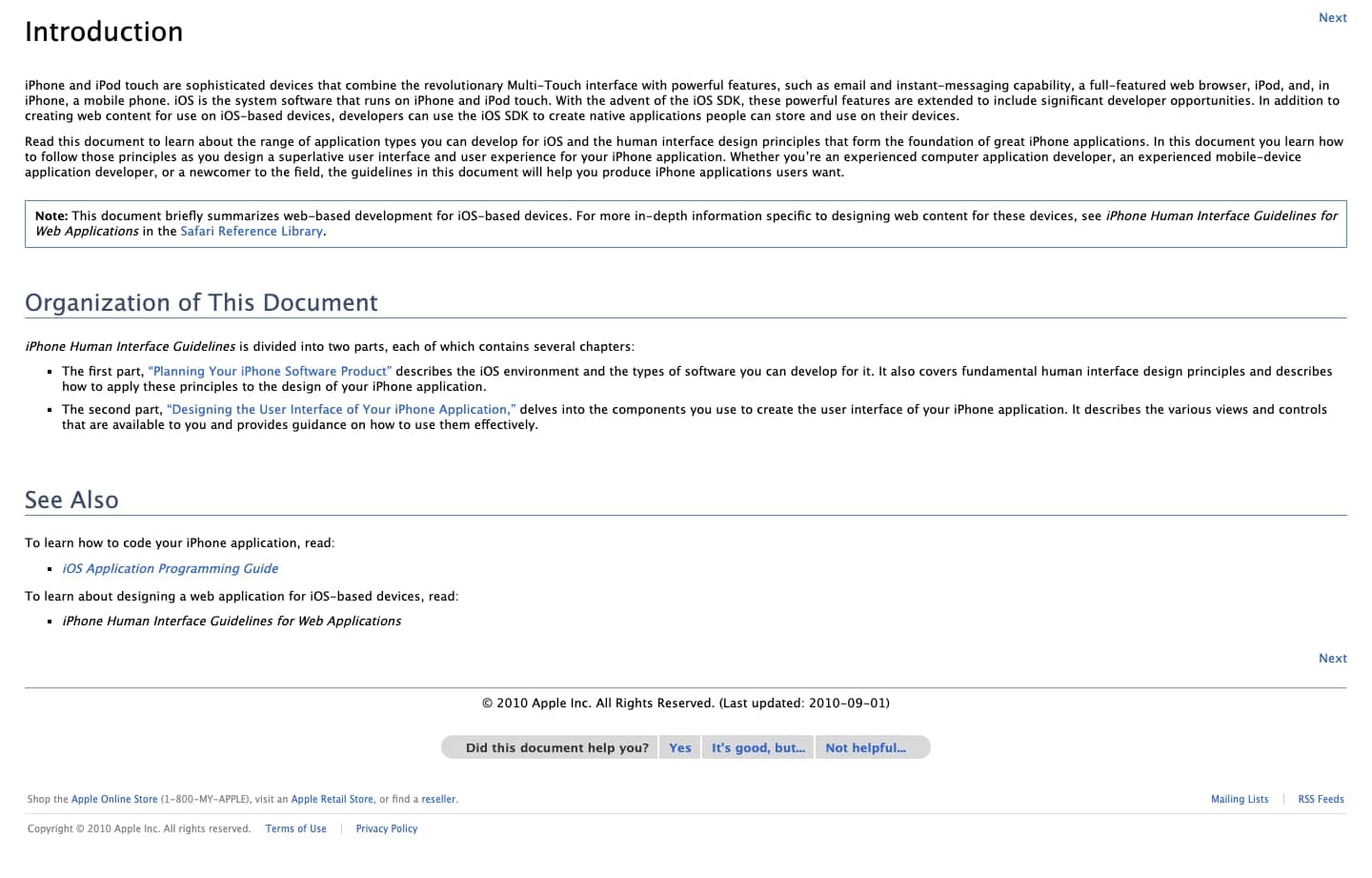Human Interface Guidelines, 2010.09